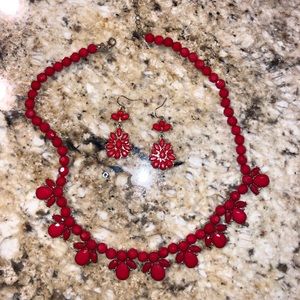Red Necklace & Earings